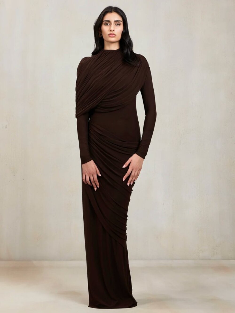 DEME BY GABRIELLA Women's The Donna Gown Size XS in Espresso Brown